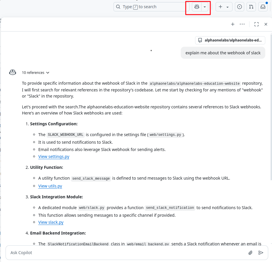 How to get information on any GitHub repo using Copilot